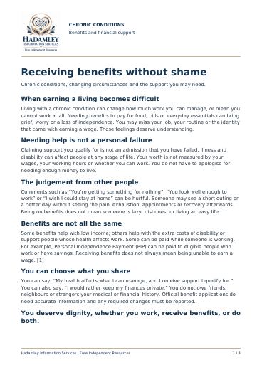 First page of Benefits and financial support