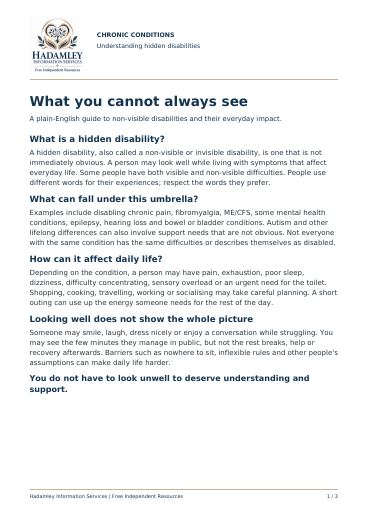 First page of Understanding hidden disabilities