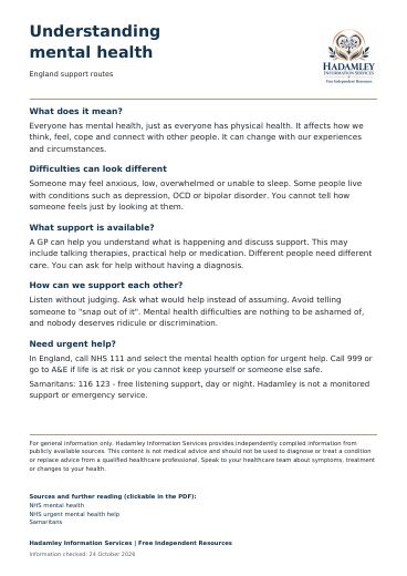 First page of Understanding mental health